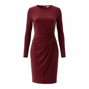 White Birch Mahogany Berries Draped Dress Midi / Long Sleeves Women size M